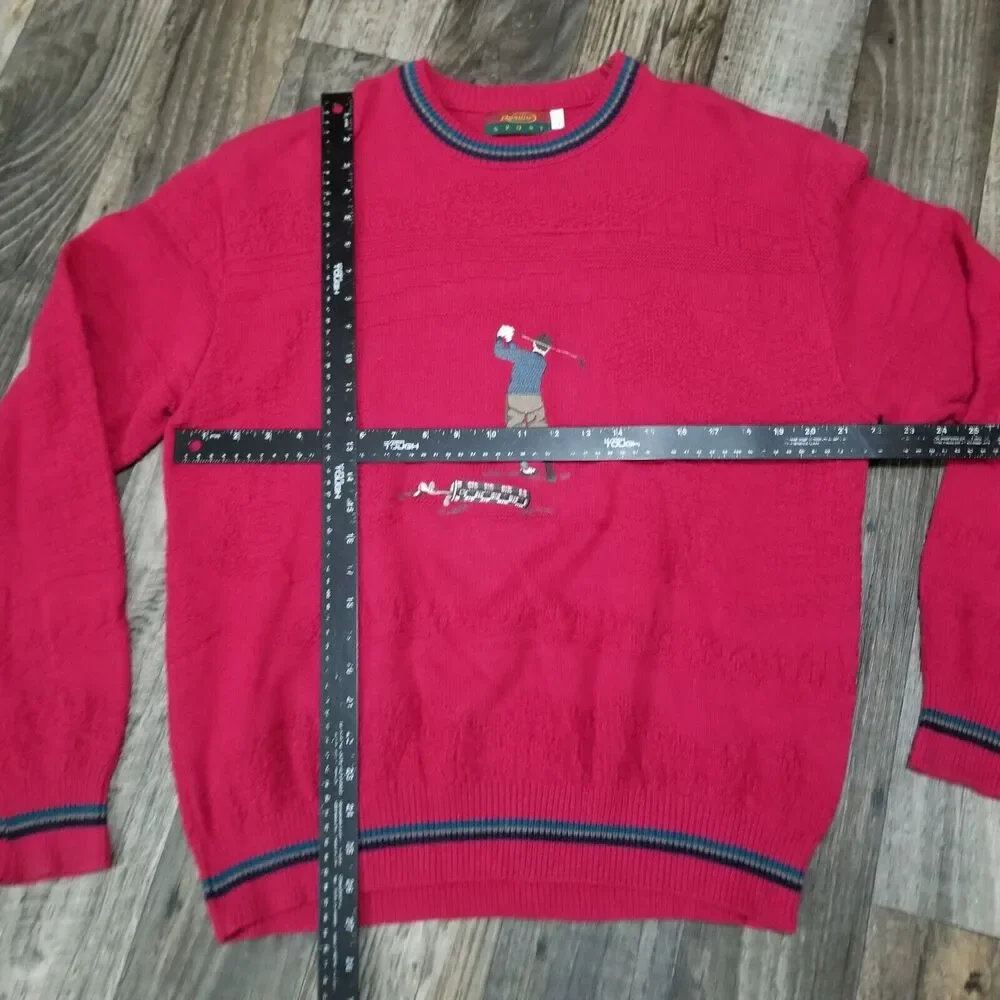 Vintage Heavyweight Resilio Sport Sweater Mens Large Red‎ Golf Golfing